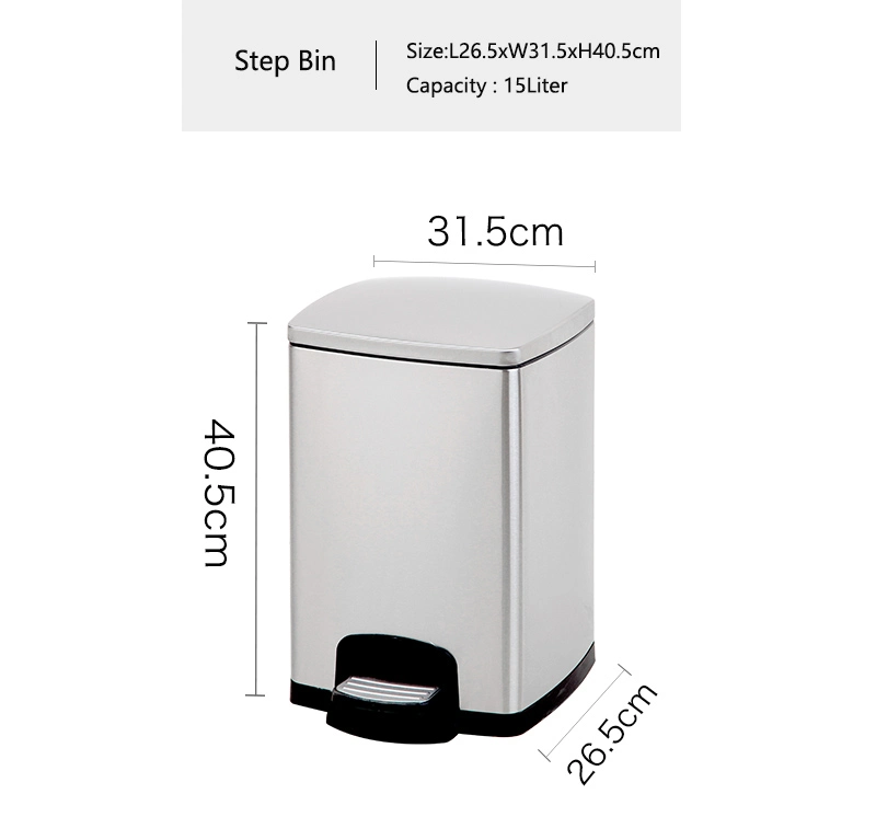 Dual Compartment Stainless Steel Recycle Garbage Bin 15L+15L