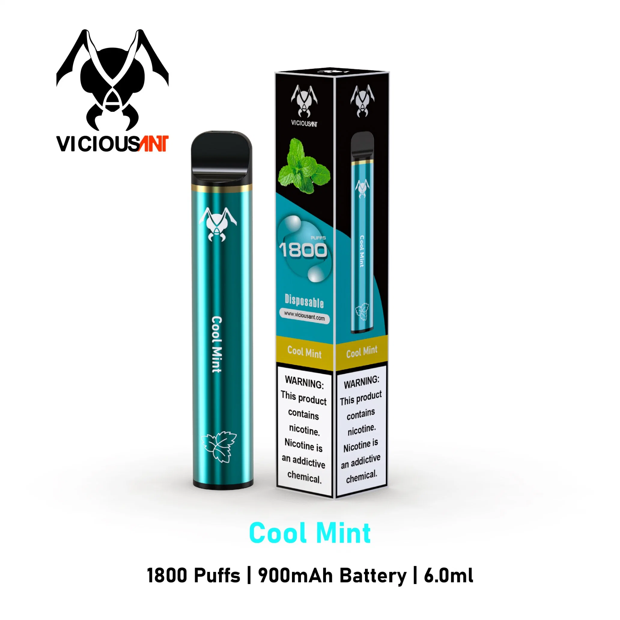 2021 moda Venta caliente cigarrillo electrónico Pen Vape vaporizador E desechable cigarrillos Vape 6ml 1800 Puff portátil de la barra de jugos de frutas E-E-Liquid