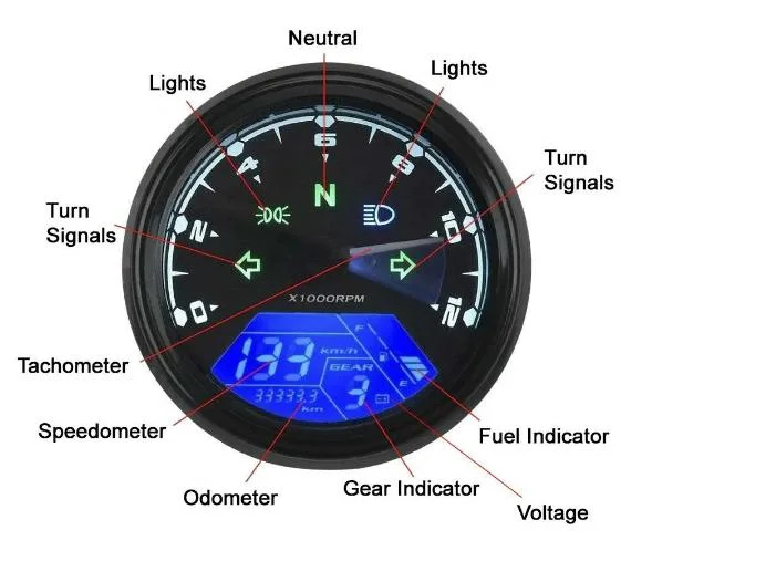 Universal Modified Motorcycle LCD Digital Meter Odometer Tachometer Gauge Feifei