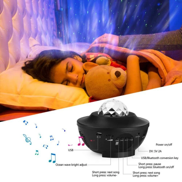 Hot Selling Twinkling Wave Music Speaker Starry Sky Laser Projector Lamp LED Night Star Projector Lights Quality Galaxy Laser Mood Projector Light