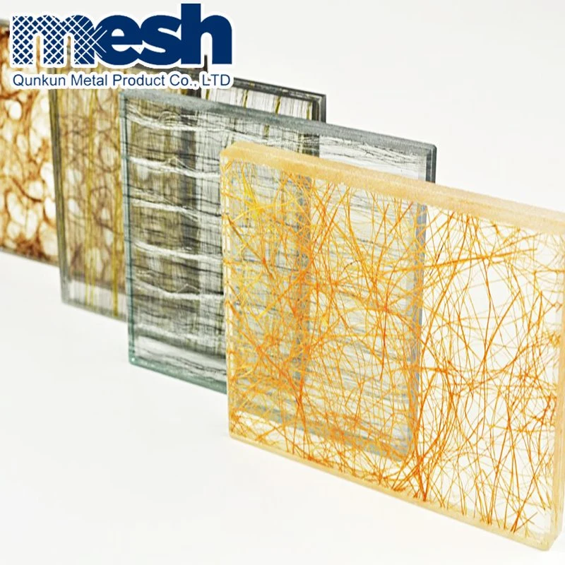 Brass Metal Mesh Laminated Glass Wire for Room Divider Glass