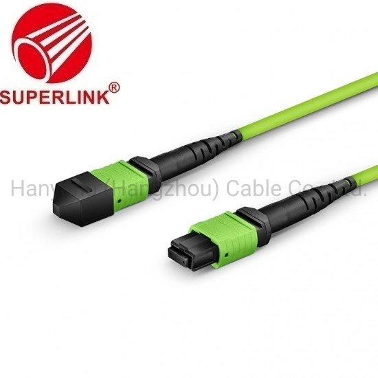 1m (3FT) MTP 12 Female to MTP 12 Female Om5 Multimode Elite Trunk Cable 12 Fiber Type B Plenum (OFNP) Lime Green