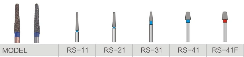 Flat Rounded Shoulder Types Dental Diamond Burs RS Series