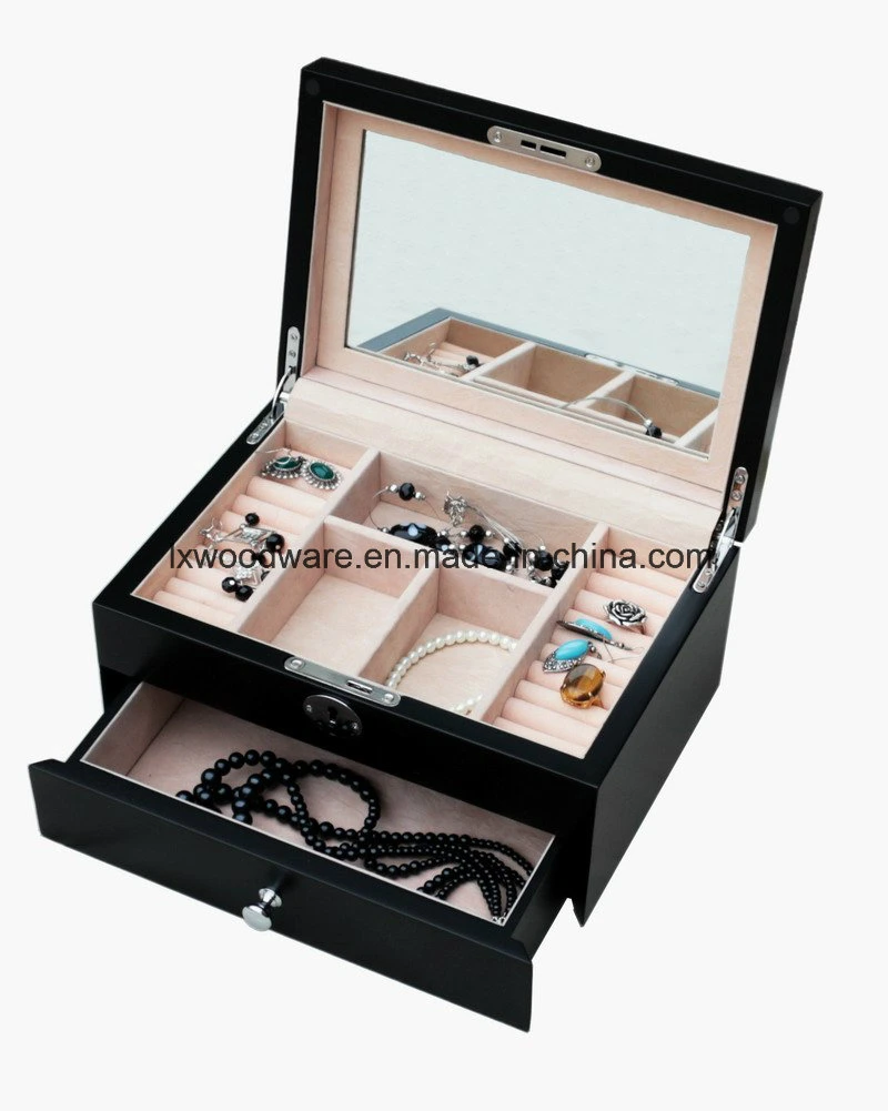 Black Matt Finish Wooden Jewelry Pendants Ring Watch Storage Packaging Gift Case