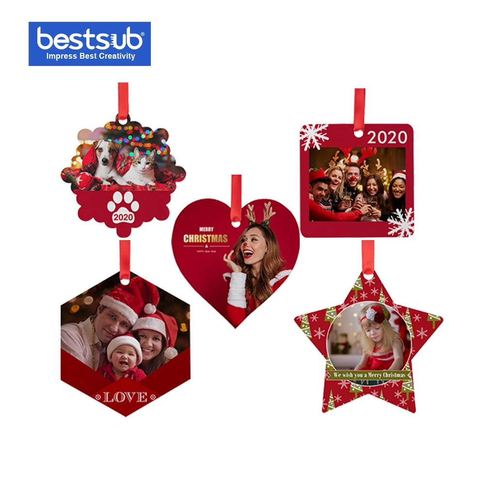 Bestsub Sublimation Productos personalizados decoración del Hogar Regalo acrílico árbol de Navidad Ornamentakxh06