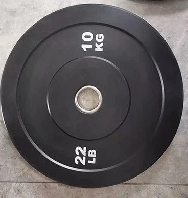 Artigos esportivos por atacado Equipamento de exercício de ginástica Fitness Disco de levantamento de peso preto Placa de peso de borracha completa para halterofilismo