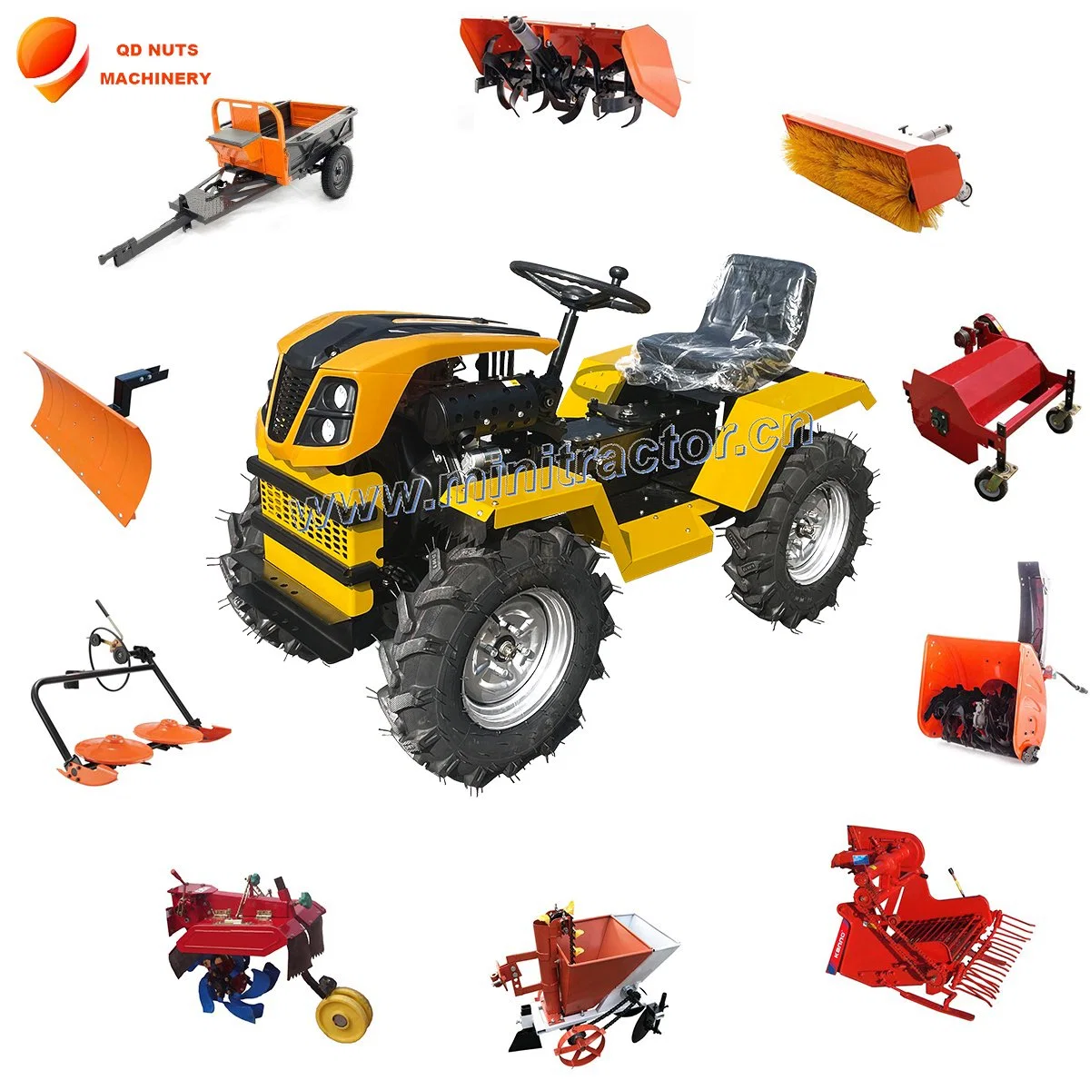 Chinese High quality/High cost performance  12-18HP Compact Farming Equipment Agricultural Machinery Small Tractors Garden Tractor Mini 4X4 4WD for Agriculture Farm Tractor with CE