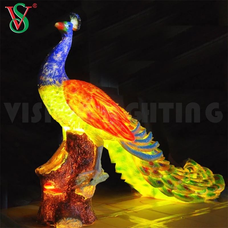 Fiberglass Animal Light Acrylic Peacock LED Outdoor Motif Decoration Lighting