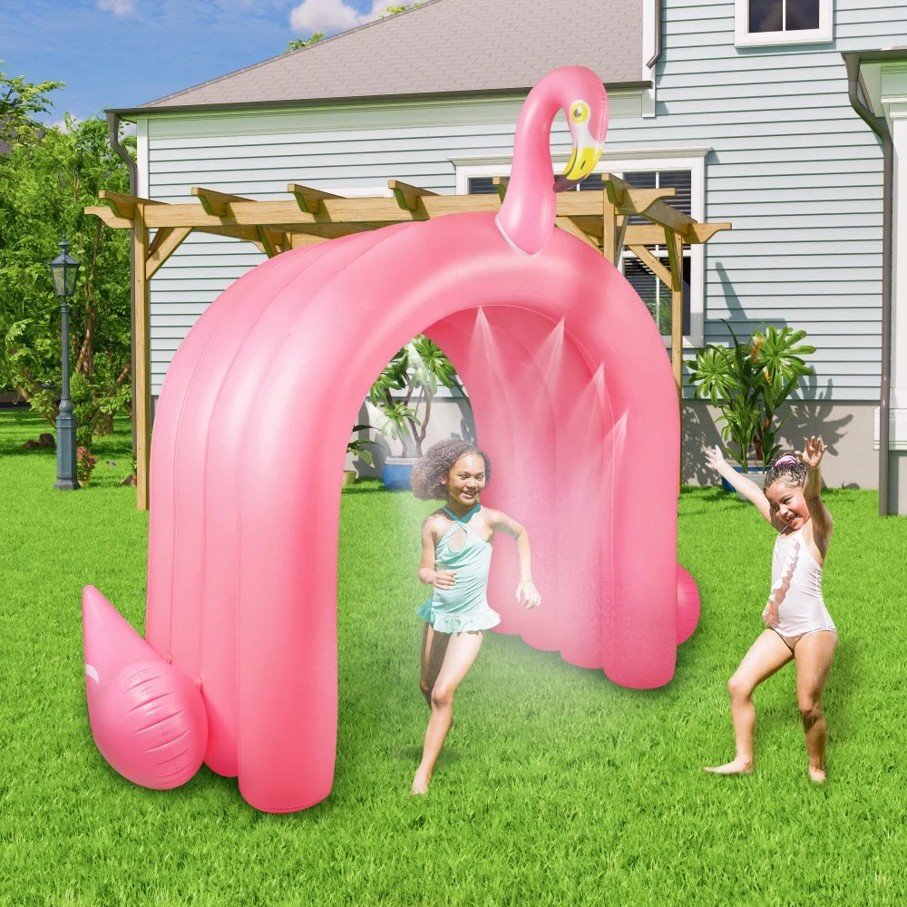 Hot Sale Outdoor Backyard Summer Water Toys Inflatable Flamingo Sprinkler Arch for Kids