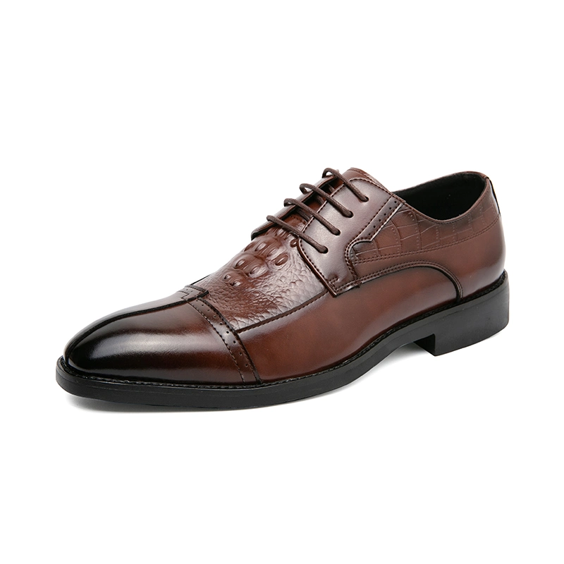 Men&prime; S New Breathable British Style Business Suit Pointed Leather Shoes