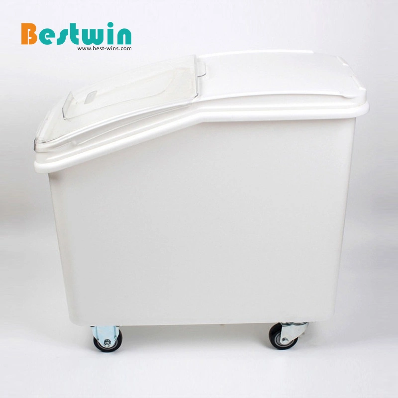 Commercial Kitchen Large Capacity Food Storage Container Plastic Mobile Ingredient Bin with Wheel