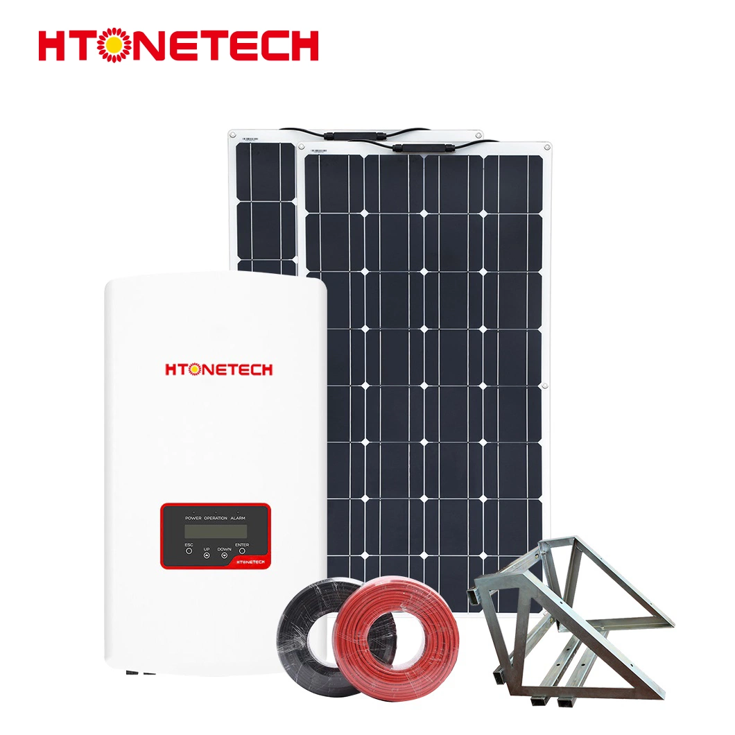 Htonetech Solar Invertor Hybrid Dual Face System 400W Full Black Paneles solares Original Factory 8kW 10KW 15kW 200 kW on Sistema de energía solar de la red