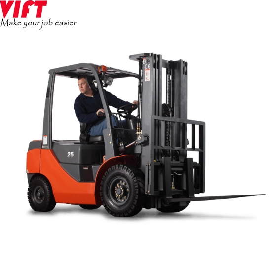 Vift 3.0ton/3000kgs Chariot élévateur Diesel/Gaz/GPL 3m/4.5m/5m/6m Hauteur de levage, avec moteur japonais Isuzu/Nissan/Mitsubishi, avec déplacement latéral, cabine, mât triplex.