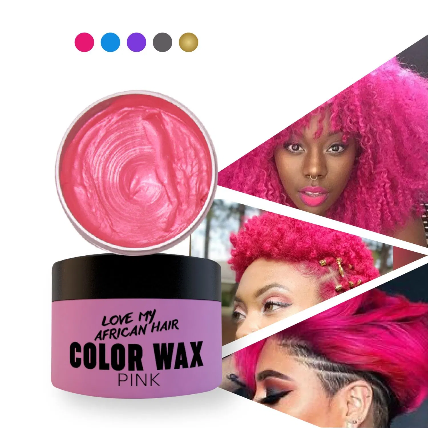 Private Label Natural Matte Wholesale 5 Color Hair Color Clay Wax