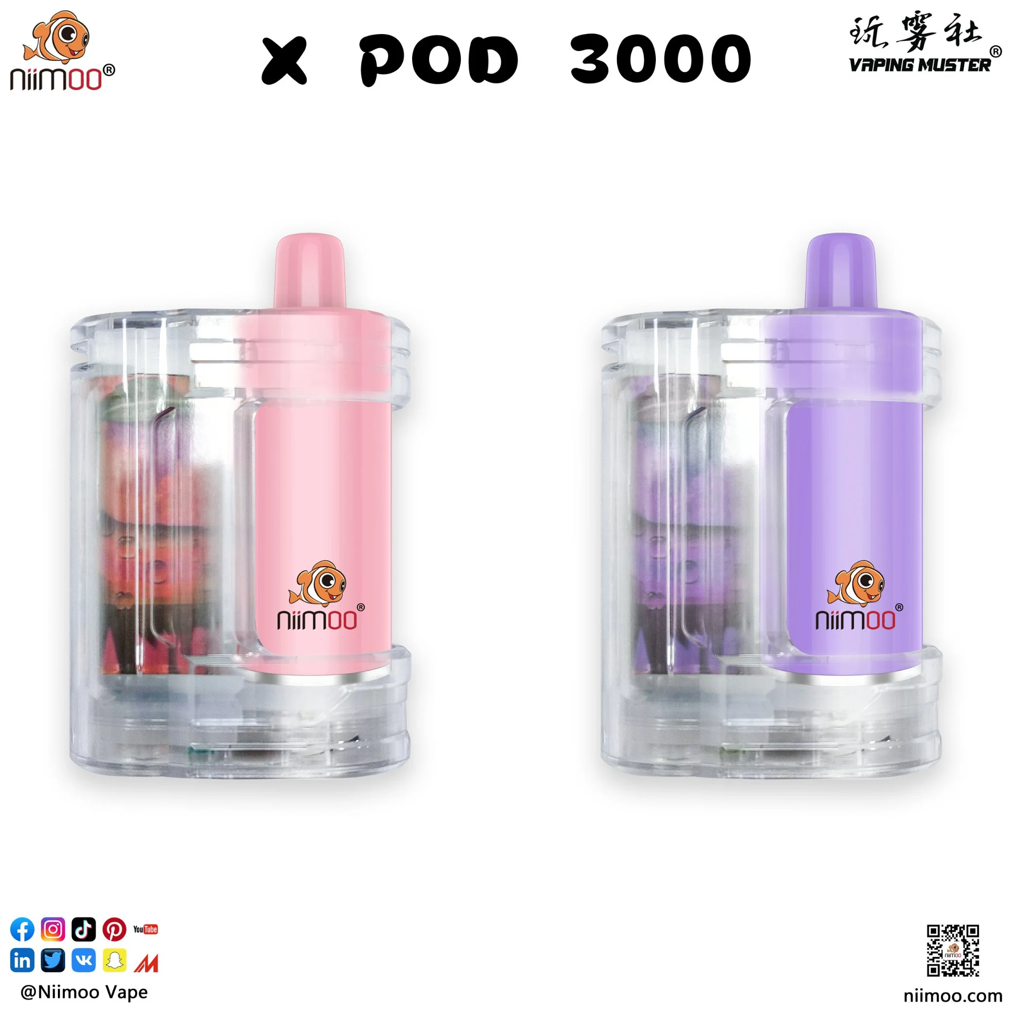 Заводские Niimoo X Pod 3000 Puffs одноразовые Vape перо оптовые Электронные сигареты