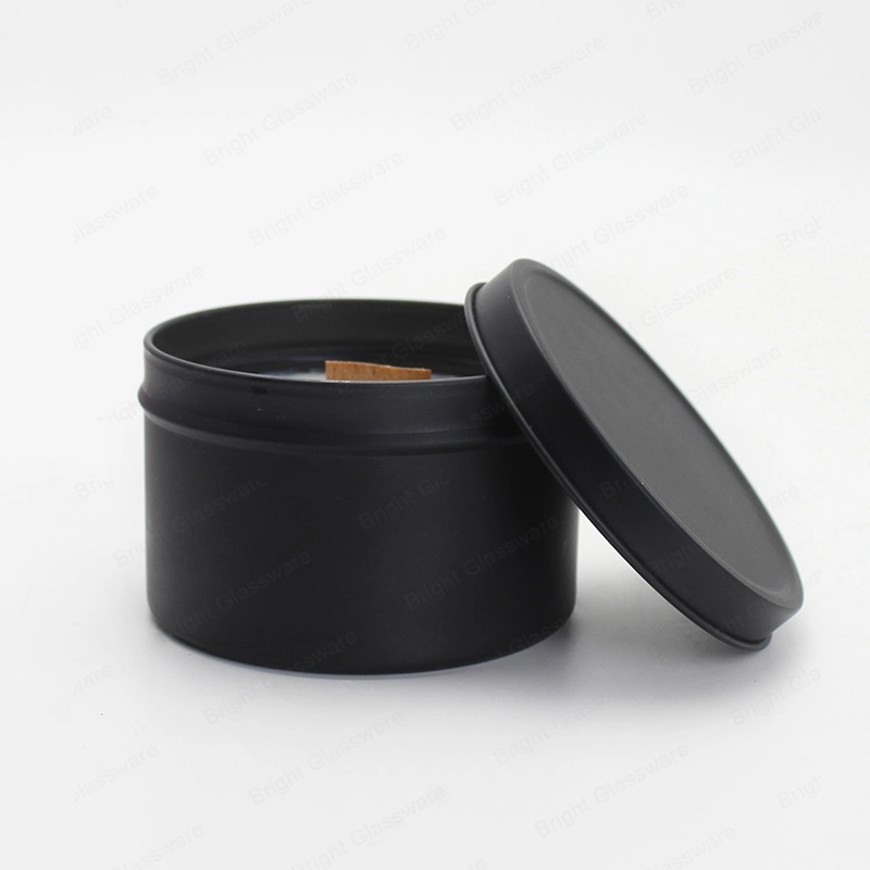 Wholesale/Supplier Matte Black 8oz Round Seamless Tin Candle Container