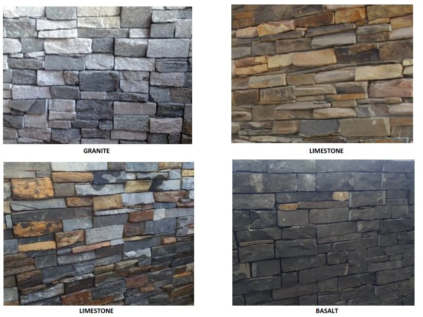 La piedra caliza la pavimentación de la pared exterior - diferentes formas