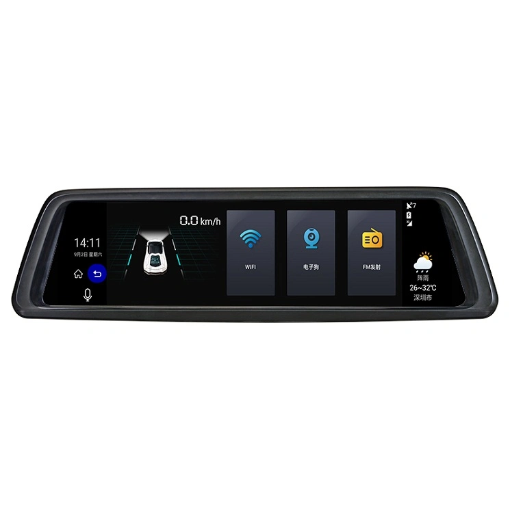 Ecrã Full Touch IPS 4G Android Mirror GPS 1080P de 10" com dupla objetiva Câmara de espelho de visualização traseira para automóvel DVR para veículo Adas Bt WiFi L1008