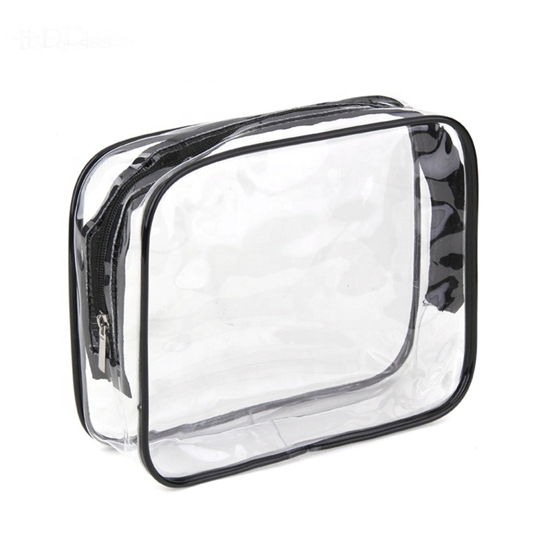 PVC Clear Transparent Plastic Zipper Toiletry Pouch Makeup Toiletry Storage Cosmetic Bag