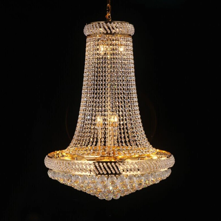 Modern Chandelier Luxury K9 Crystal Ceiling Light Golden Luxury Pendant Fixture Hanging Lamp for Hallway Hotel