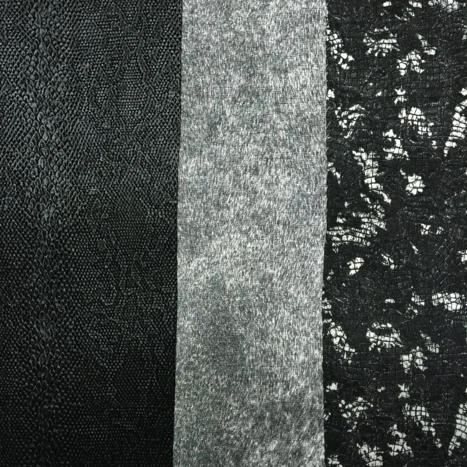 Flocking Synthetic PU Leather with Imitation Cotton Backing Fabric for Garment 36