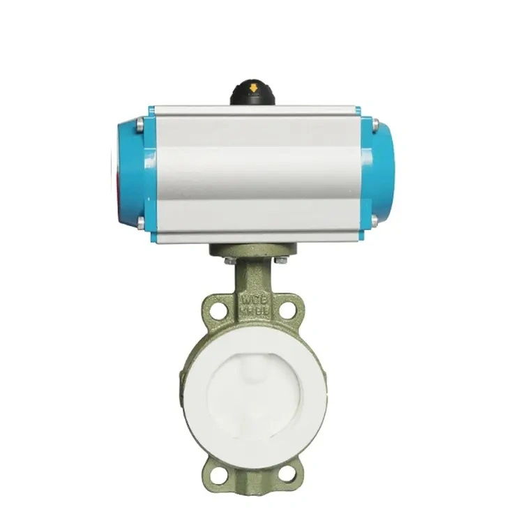 Industrial Pneumatic Soft Seal Fluorine Lined Wafer Butterfly Valve