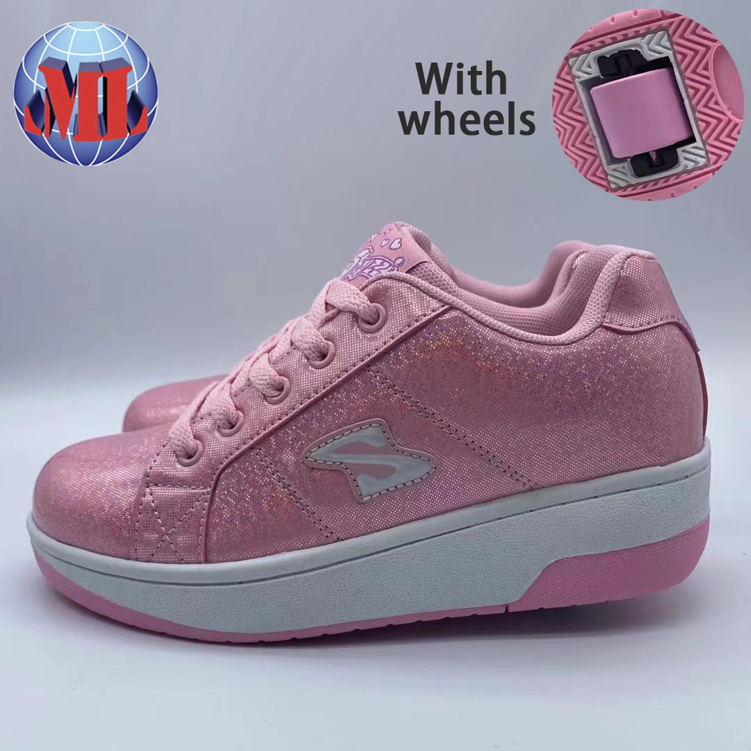 Girl Fashion Pink Kids Roller Skate Shoes for All Season Children Casual Footwear