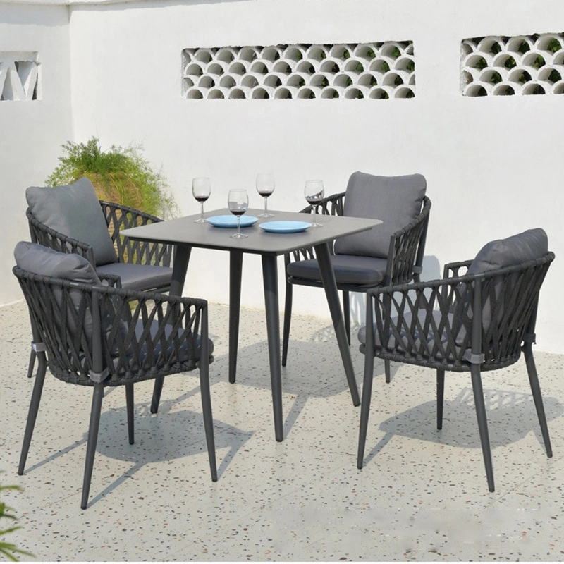 Outdoor Furniture Plastic Poly Rattan Iron Coffee Table Set