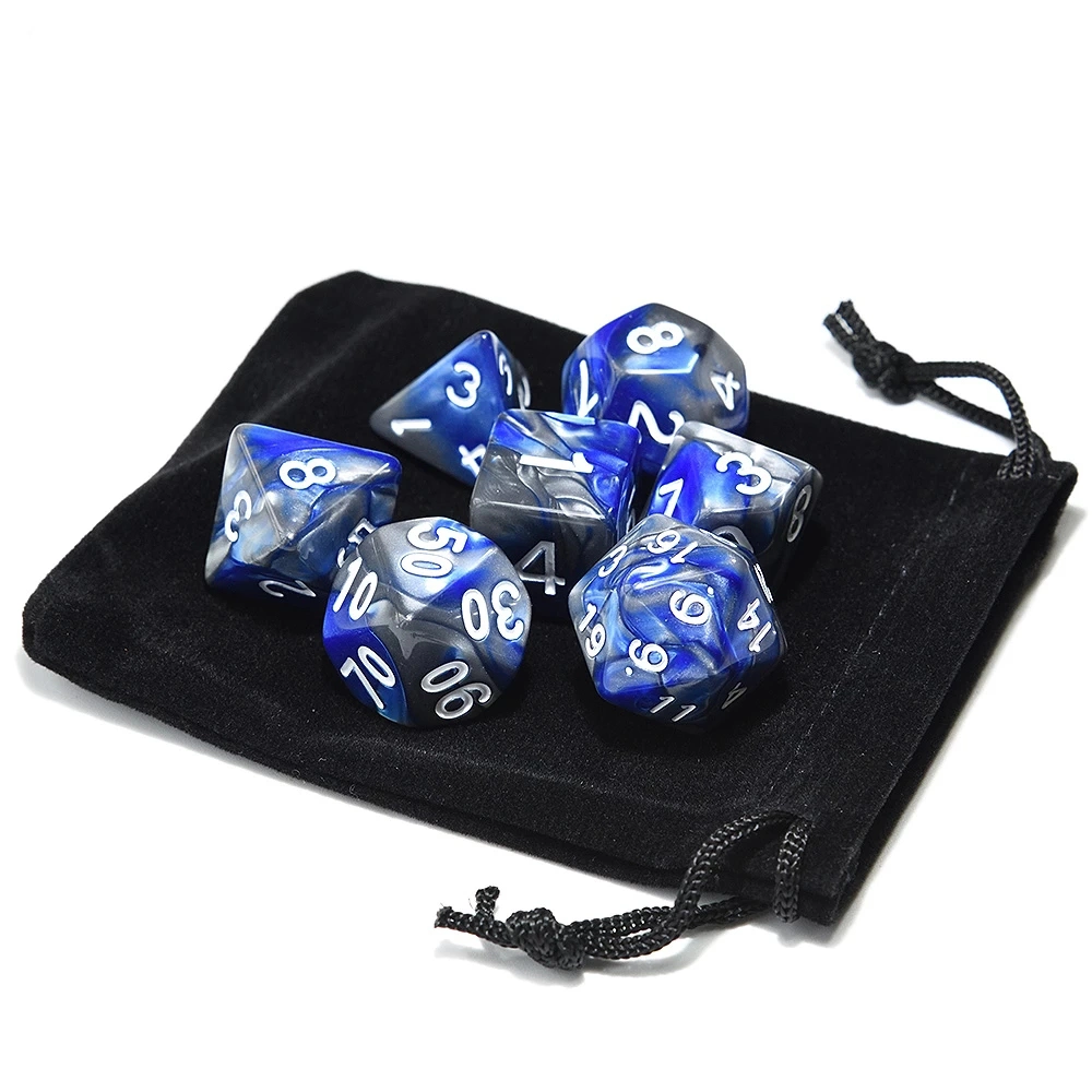 Gemstone de colores Rendimiento de alta calidad/alto costo Metal Casino Rainbow DND Digital dice Con bolsa de terciopelo