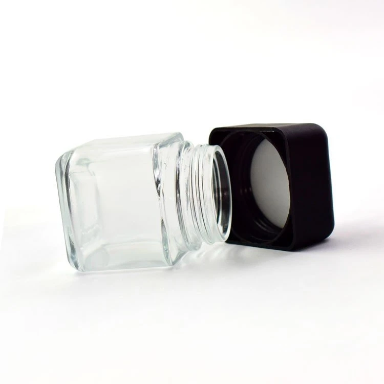 Custom Prenium Child Proof Square Glass Jar Dry Flower Container