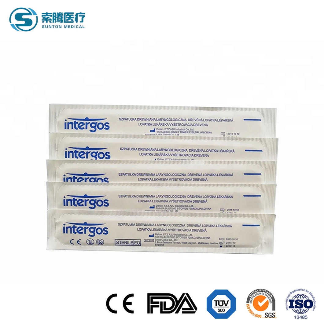 Sunton Sterile Tongue Depressor Disposable Tongue Depressor China CE/ISO9001/ISO13485 Certificate Tongue Depressor Factory Natural Wood Tongue Depressor