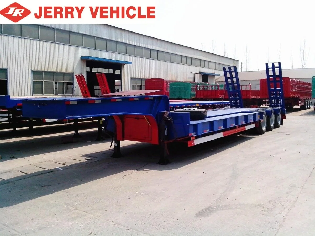 Escavadora Goseneck de 4/5 toneladas para serviço pesado, eixo 3/50 60 80 Transportlow Carregadeira/Lowboy/Low Bed reboque Lowbed Semi-reboque