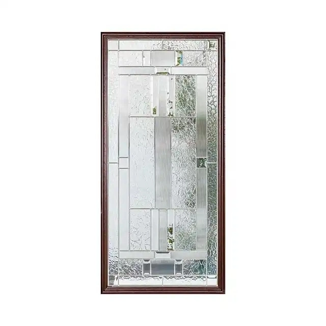 Gardens Wood Door Flower Pattern Frosted Building Art Decorative Glass