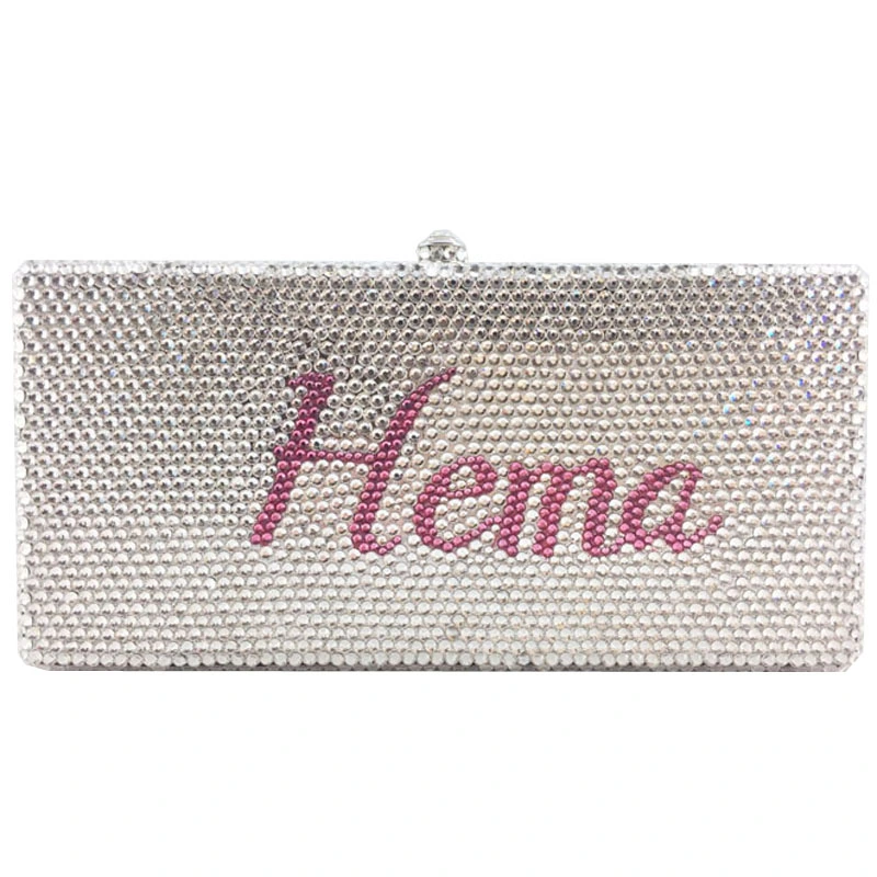 High-Quality Customize Name Bag 100% Handmade Crystal Clutch