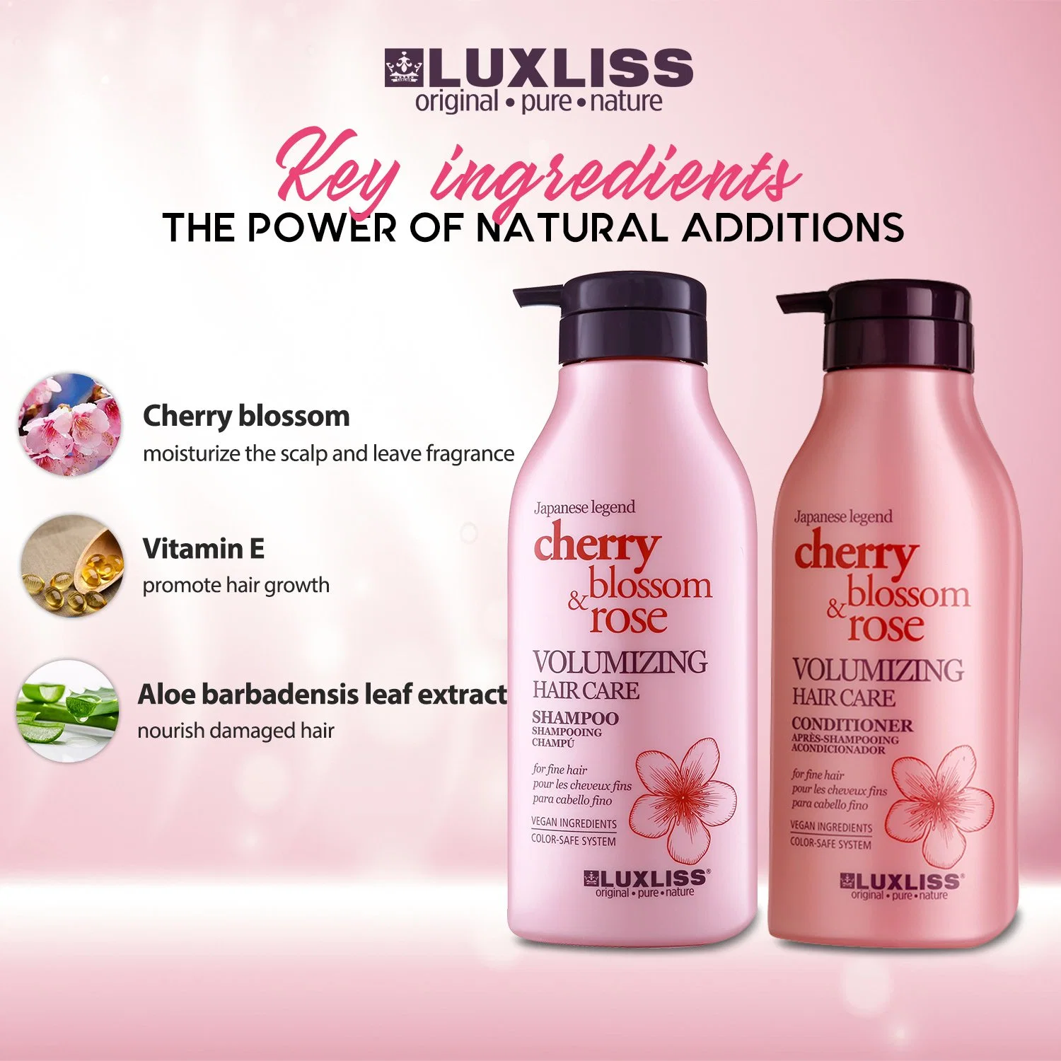 Luxliss Hair Products 500ml Gently Cleanses Volumizing Hair Care Shampoo and Conditioner for Fine Hair