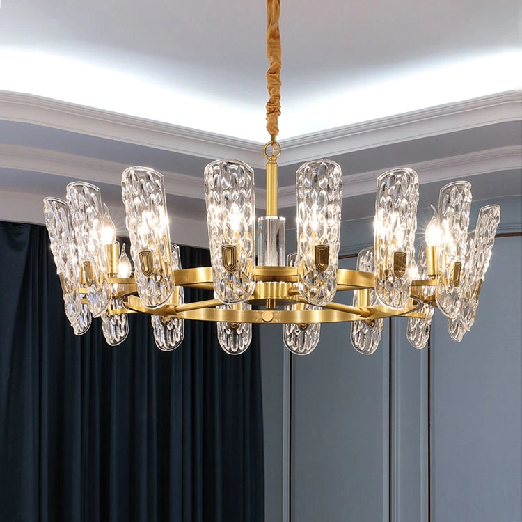 Luxury Pendant Lamp Half Clear Glass Chandelier Fit for Hotel, Lobby