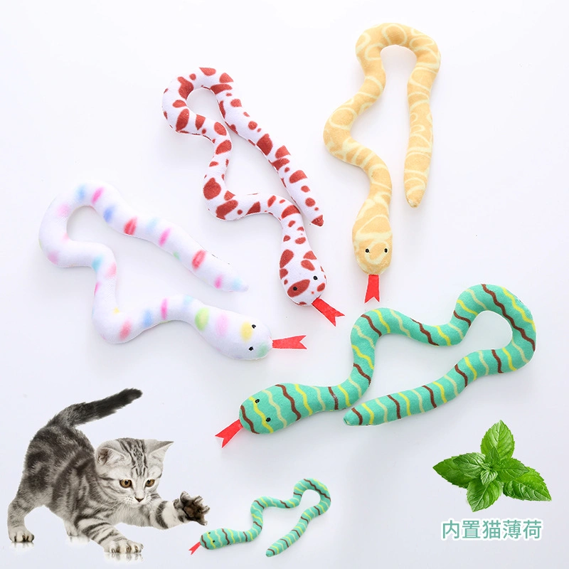 Wholesale/Supplier Pet Product Cat Plush Toys Snake Color Cute Funny 52cm Durable Chewing Cat Toy with Catnip