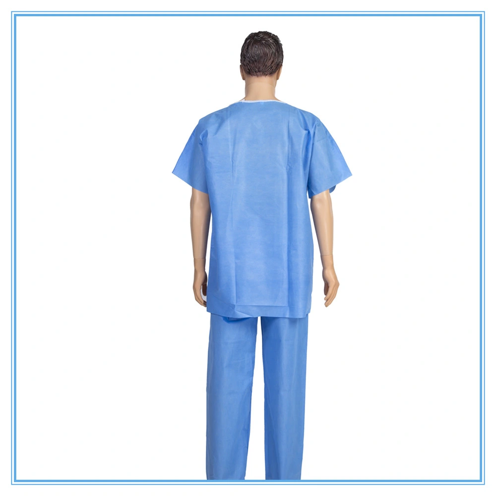 New Designed Healthcare Non Medical Non Woven Short Sleeve V-Collar Disposable Nursing Scrub Suit Non Surgical SMS Uniform Work Uniform for Doctor or Nurse