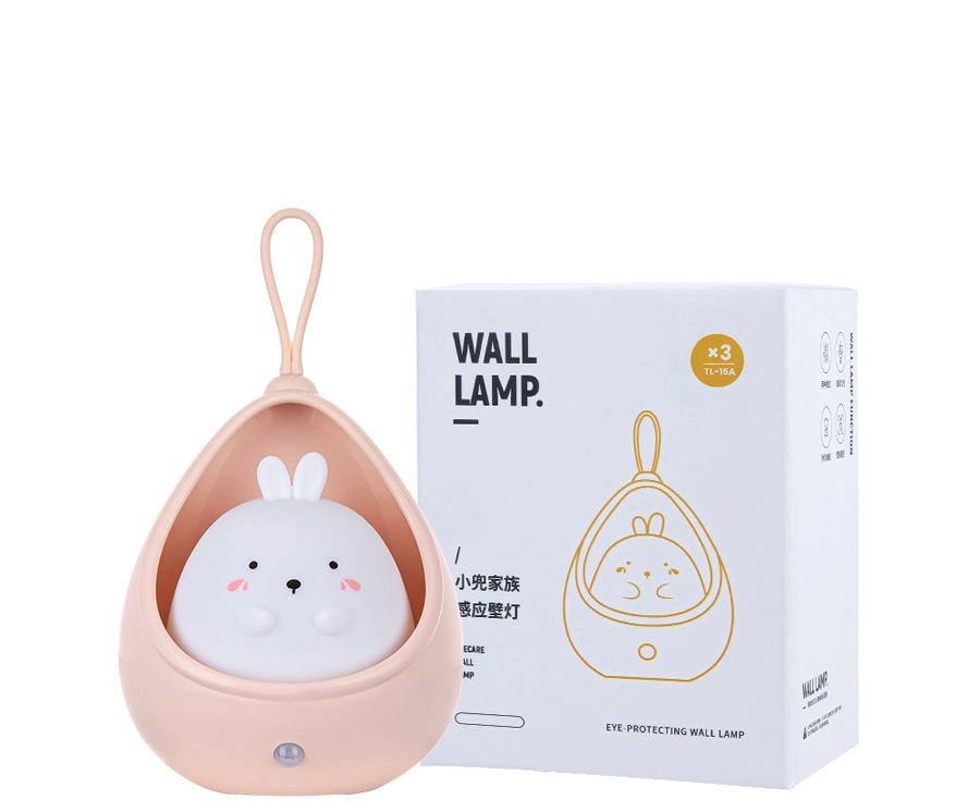 LED Night Light Sensor Control Cute Animal Lamp Bedroom USB Rechargeable Silicone Wall Lights