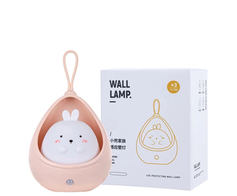 LAMPE DE nuit LED contrôle de capteur de lumière mignon animaux lampe de chambre USB Applique murale en silicone rechargeable