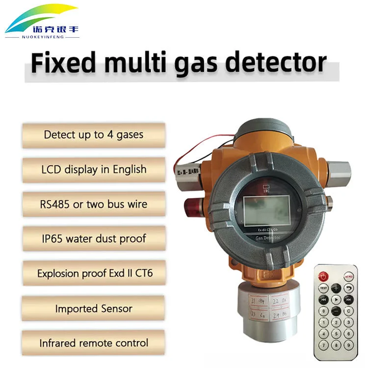 China Nkyf NH3 H2S Co O2 غاز مراقب ثابت جهاز كشف غاز متعدد 4 في 1 مع مستشعر جودة الهواء في الهواء الطلق