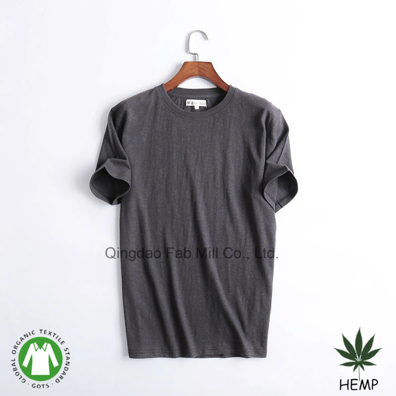 Men&prime; S Hemp Organic Cotton Eco-Friendly Round Neck T-Shirt (MST-180)