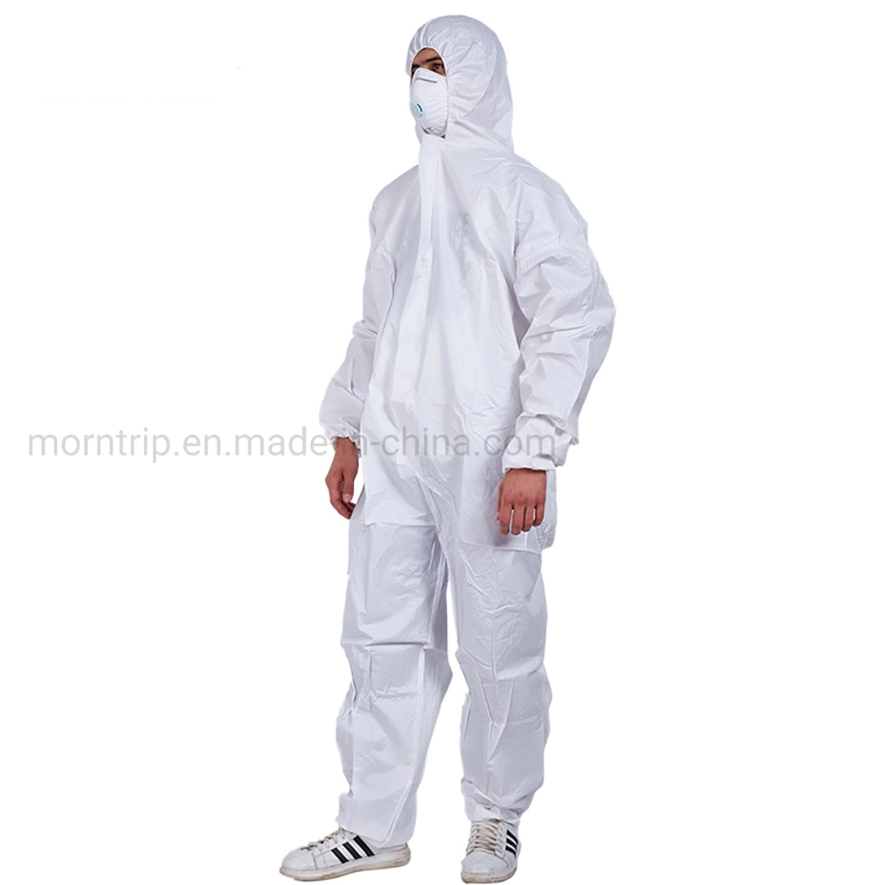 Type 4/5/6 PP Breathable Coverall Workwear Overall Hooded CE Certificated Isolation Splash-Proof Full Body Protection Clothing Disposable Non-Woven Coveralls