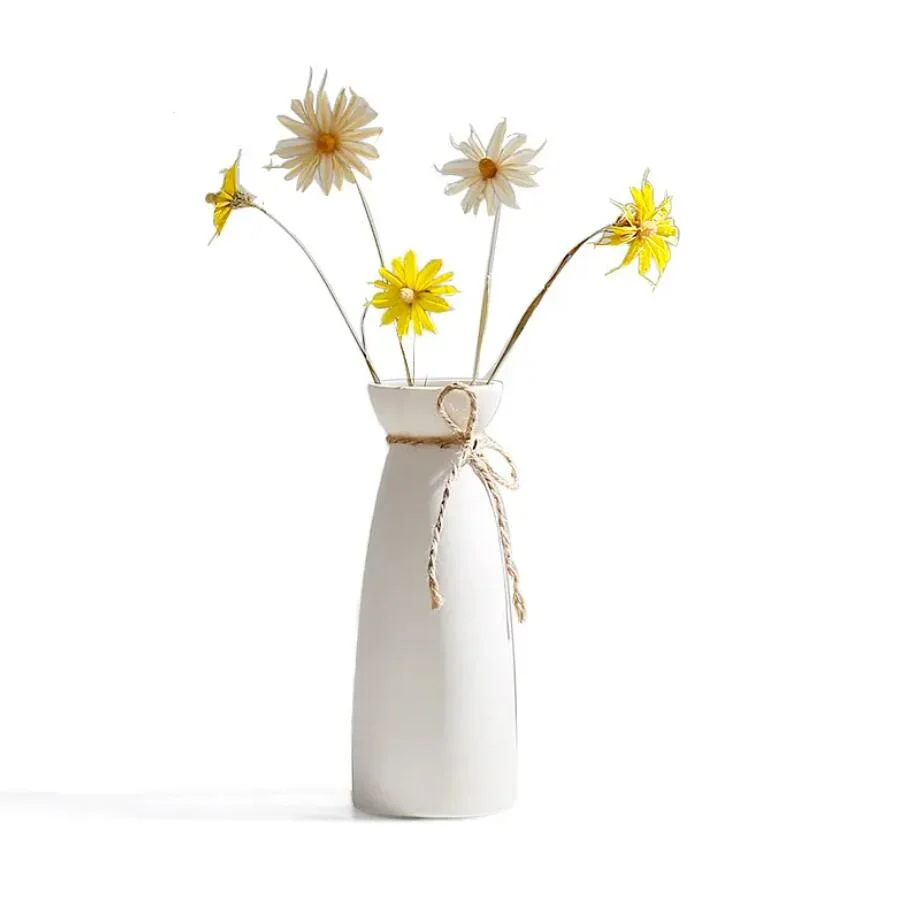 Nuevo diseño White Ceramic Flor jarrón Craft