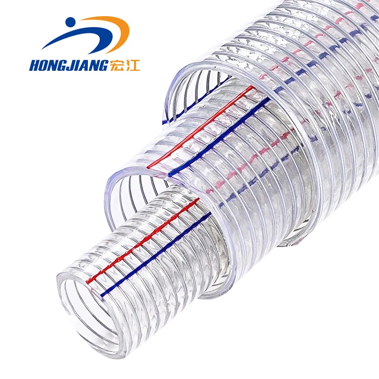 Tubo de resorte de manguera reforzado de cable de acero espiral de PVC transparente barato Tubo