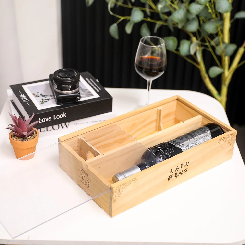 Clear Sliding Lid Wine Box Packaging Wine Bottle Box