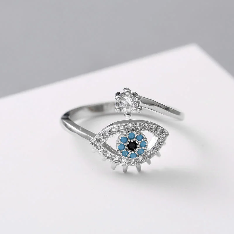Creative Devil's Eye Copper zircon anel Jóias Senhoras Crystal Fashion Anel