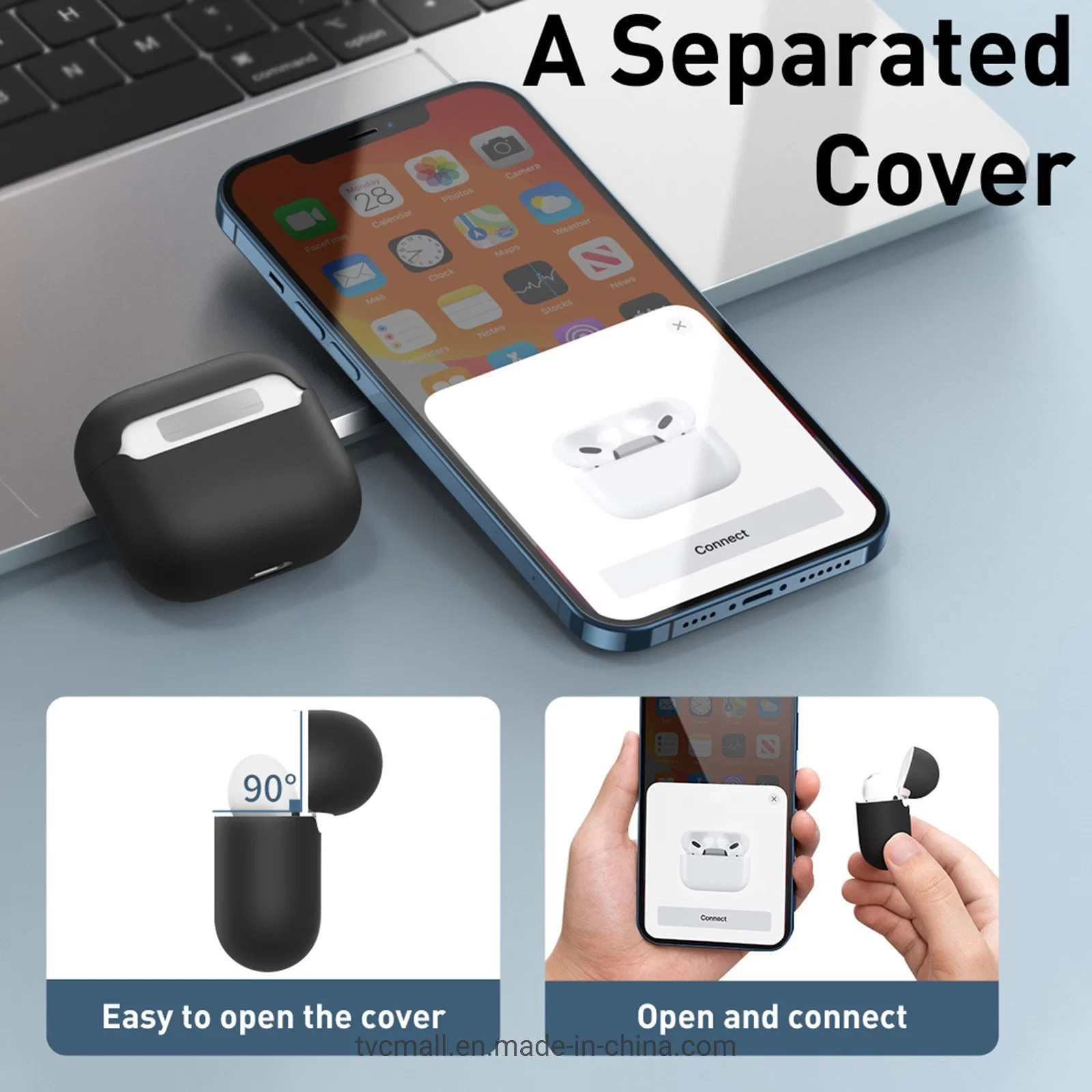 Baseus super fino estojo de silicone auricular tampa protetora para Airpods 3 - Preto