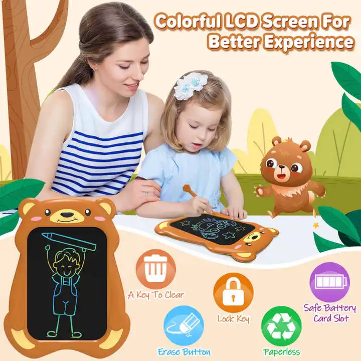 Educational LCD Multicolor Animal Painting Board Art Crafts Supplies Writing Pad