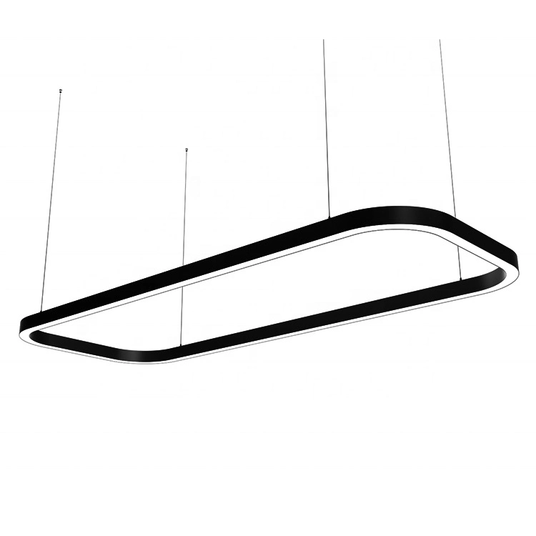 Customized Size Black White Oval-Shaped Chandelier Light Minimalist Modern Hanging Pendant Lamp for Office